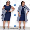 Robes de travail TSXT 2023 Style africain femmes imprimer 2 pièces ensemble dame 3/4 manches mi-longueur manteaux avec col rond court maigre robe ensembles