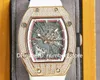 RM010 다이아몬드 럭셔리 남성 시계 시계 18K 로즈 골드 톤 스포츠 손목 시계 스위스 자동 기계식 오픈 워크 다이얼 사파이어 크리스탈 방수 시계