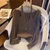 Bluzki damskie koszule wiosenne moda Nieregularny stały kolor o długim rękawie T-shirt damskie ubrania eleganckie patchwork pullover podkładka damskie topy 230621