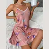 Damski sleep salon kobiet koszuli nocne piżamę Mleko jedwabna nadruk snu V szyja