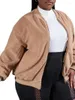 Outerwear Women's Plus Size & Coats Drop Shoulder Zip Up Teddy Jacket M1ND#Women's