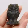 Dekorativa föremål 1PC Natural Stone Amethyst Rose Quartz Ornament Owl Animal Crafts Carving Healing Crystal Mineral Gem Fature Home Decoration 230621