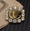 Women Designer Brand Double Letter Brooch Rhinestone Crystal Metal Broochs Suit Pin Fashion Jewelry Accessories Gifts