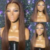 Honey Blonde Lace Front Human Hair Wigs Dark Brown Straight Lace Front Wigs Chocolate Color Lace Wig For Women Remy Wig