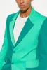 Esmoquin de boda hecho a mano para hombre, trajes de solapa en pico a juego de Color verde, conjuntos de chaqueta de ropa Formal de negocios, 2 piezas