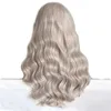 Frau Hitzebeständige Lace Front Perücken Synthetische Perücke Für Frauen Silber Grau Spitze Perücke Vorgezupft Cosplay Perücke Natürliche Welle haar 230524