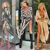 New 2023 Summer Print Large Sunscreen Beach Loose Vacation Chiffon Cardigan tunics for swimsuit bathing suit cover up