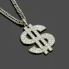 Hip Hop Rappeur diamant brillant pendentif collier dollar brillant grand pendentif personnalité créative micro-encart plein zircon bijoux 76cm collier 1363