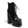 New Double Waterproof Platform Thick Sole Women Boots Popular Super High Thick Heel Fashion Mid length Shoes 15cm