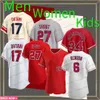 Custom 17 Shohei Ohtani Baseball Jersey 27 Mike Trout Turner Syndergaard Carlos Estevez Jacob Webb Jaime Barria Devenski Quijada Mężczyzn Kobiet Kids Szygowane koszulki