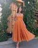 Sweet Orange Homecoming Dresses paljetter Sweetheart Prom Party Gown Tea Längd Homecoming Dress A Line