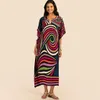 Kaftans estampados para mulheres Beach Cover Up Seaside Maxi Bohemian Dresswear Beachwear Pareo Maiôs Fornecimento de fábrica