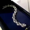 Charm Bracelets Trendy Luxury Full Of Zircon Stone Silver Color Bracelet Brilliant Snowflake CZ Bangle For Women Wedding Bride PartyCharm Ra