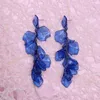 Boucles d'oreilles longues pétale de fleur transparente pour femmes Vintage feuille gland boucles d'oreilles goutte coréen vie quotidienne été bijoux de mode