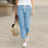 S-5XL Fall for Women 2023 New Women Pants Office Lady Cotton Linen Pockets Solid Loose Casual Khaki Straight Long