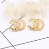 20style Design 18K Gold Plated Stud Earring Luxury Women Brand Letter Earring Brass Material Steel Seal Geometry Button Valentines Day Fine Jewelry Gift