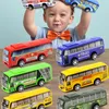 Diecast Model car 8PCSSet Simulation Bus Toys Pull Back Transportation Dolls Kids Children Plastic Random Bus Model Educational Toy Puzzle Gifts 230621