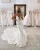 Jurken elegante zeemeermin spaghetti kanten jurk sweep trein backless bruiloft bruidsjurken
