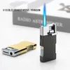 Creative Personality Hot Selling Blue Flame Metal Lighter Butane No Gas Cigar Cigarette Mini Flashlight Windproof Mens Gift LZV9