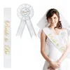 Nova Bride To Be Faixa Véu Branco com Pente Distintivo Casamento Decoração de Chá de panela Despedida de Solteira Suprimentos para Noite Noivo To Be