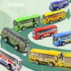 Diecast Model car 8PCSSet Simulation Bus Toys Pull Back Transportation Dolls Kids Children Plastic Random Bus Model Educational Toy Puzzle Gifts 230621