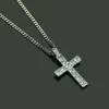 Hip Hop Rappeur diamant brillant pendentif collier crucifix pendentif rue personnalité créative micro-encart plein zircon bijoux 60cm collier 1362