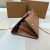 20237A Designer Wallets Brown Three-fold Short Money Clip Long Two-fold Purse Fine Quality Billfold