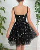 Sweet Black Short Homecoming Dresses Star paljetter Lace Mini Cocktail Homecoming Dress dragkedja tillbaka