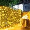 Landscape Lighting Net Light Outdoor 1.5x1.5M 96LED 8 Mode Mesh Net Garden Light with plug in for outside indoor curtain Balcony Yard Lawn Wall Fence Tree Decoration