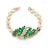 Urok Bracelets 2023 Lśniące kryształowe oświadczenie Bransoletka złota kolorowy łańcuch luksusowy pawie pióra biżuteria Raym22