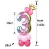 Nya 13st/set födelsedagsballonger Rainbow Number Foil Balloons Kids 1st Birthday Party Decorations Balloons Happy Birthday Balloon