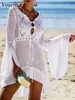 New Crochet Cover Ups Lace Hollow Swimsuit Beach Dress Women Summer Lady Cover-Ups Bathing Suit Beach Wear Tunic Bikini