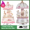 Nowatorskie przedmioty LED Carousel Music Box Merry-Go-Round Box Music Box Toy Baby Baby Prezenty Karuzel Muzyka