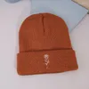 Bonnets Beanie/Skull Caps 1pc MenWomen's Solid Mature Rose Vintage Brodé Cotton Knit Hat With Print