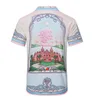 Koszulka koszuli Casablanc koszule męskie koszule mody liter jedwabna koszula do kręgli swobodne koszule menu Slim Fit Sukienka z krótkim rękawem koszula azjatycka rozmiar m-3xl