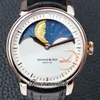 Ny 42mm Arnoldson HM Perpetual Moon A1GLari01AC122A Rose Gold White Dial Mechanical Hand Winding Mens Watch Black Leather Strap UK COOL TIMEZONEWATCH