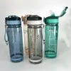 Su Şişeleri 800ml Spor Şişesi Kamp için Pipetli Kamp Yürüyüşü Açık Plastik Şeffaf BPA Ücretsiz Erkekler İçki Sware 230621