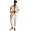 Boho Men garni o ślub smokingów kość słoniowa dwa kawałki 2 guziki groom zużycie eleganckie wykończenie fit blazer specjalny zużycie