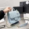 Designer-Handtasche Channell Bag 22K Damen Black Diamond Grid Lacquer Leder Handheld Namensschild Tofu Poor Bag