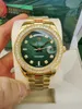 2024 Originalbox -Zertifikat 18K Gold Präsident männlicher Uhren Tag Datum Diamonds Green Dial Watch Männer Edelstahl Diamond Lünette Automatische Armbanduhr 2813