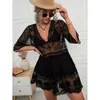 Lace Cover-ups Women's Swimsuit Transparent Dress Beachwear Casual Women Swimwear Sexy Beach Outing Clothing Fashion Cover