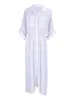 Beach Dress Women White Shirt Tunic Turn Down Collar Summer Kaftan Swimsuit Cover Up for Swimwear 2022 New Elegant