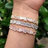 Bangle Fashion Cubic Zirconia Man And Women Baguette Bracelet Cuff Copper Base With Gold-Color Thick Melv22