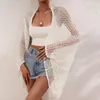 Couverture de plage pour maillots de bain femmes évider tricoté Crochet Kimono Cardigan maillot de bain robe de vacances d'été