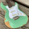 Acepro ręcznie robione relikwii gitarę elektryczną olw ciele zielony kolor wysokiej jakości starzejący się guitarra darmowa wysyłka