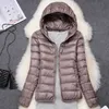 Piumino da donna Cappotto invernale da donna Piumino ultraleggero Giacca con cappuccio sottile Giacche Buffy Parchi imbottiti antivento Capispalla portatile da donna