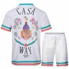 Casablanc Mens T-shirts Zestawy 24ss Designer koszule Drukuj męskie koszulę damską luźne jedwabna koszula casablacnca krótkie rękawie luksusowa koszulka wysokiej jakości teesfuf9