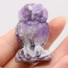 Dekorativa föremål 1PC Natural Stone Amethyst Rose Quartz Ornament Owl Animal Crafts Carving Healing Crystal Mineral Gem Fature Home Decoration 230621