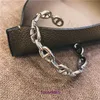 Designer H Bracelets à domicile pour les femmes 925 argent sterling coréen solide tout corps net net nez nez lettre ovale bracelet ouvert industrie lourde avec boîte cadeau low2