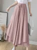 Elastische Breite Bein Hosen Frauen Koreanische Mode Chiffon Hosen Sommer Beiläufige Lose Gefaltete Hosen Dame Hohe Taille Straße Rock